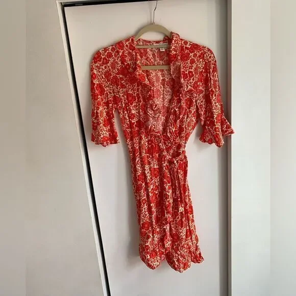 TOPSHOP Oriental Ruffle Wrap Dress - Picture 3 of 6